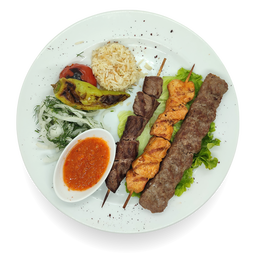 H9- 1 Beef Lule Kebab, 1 Beef Sis Kebab, 1 Chicken Sis Kebeb 