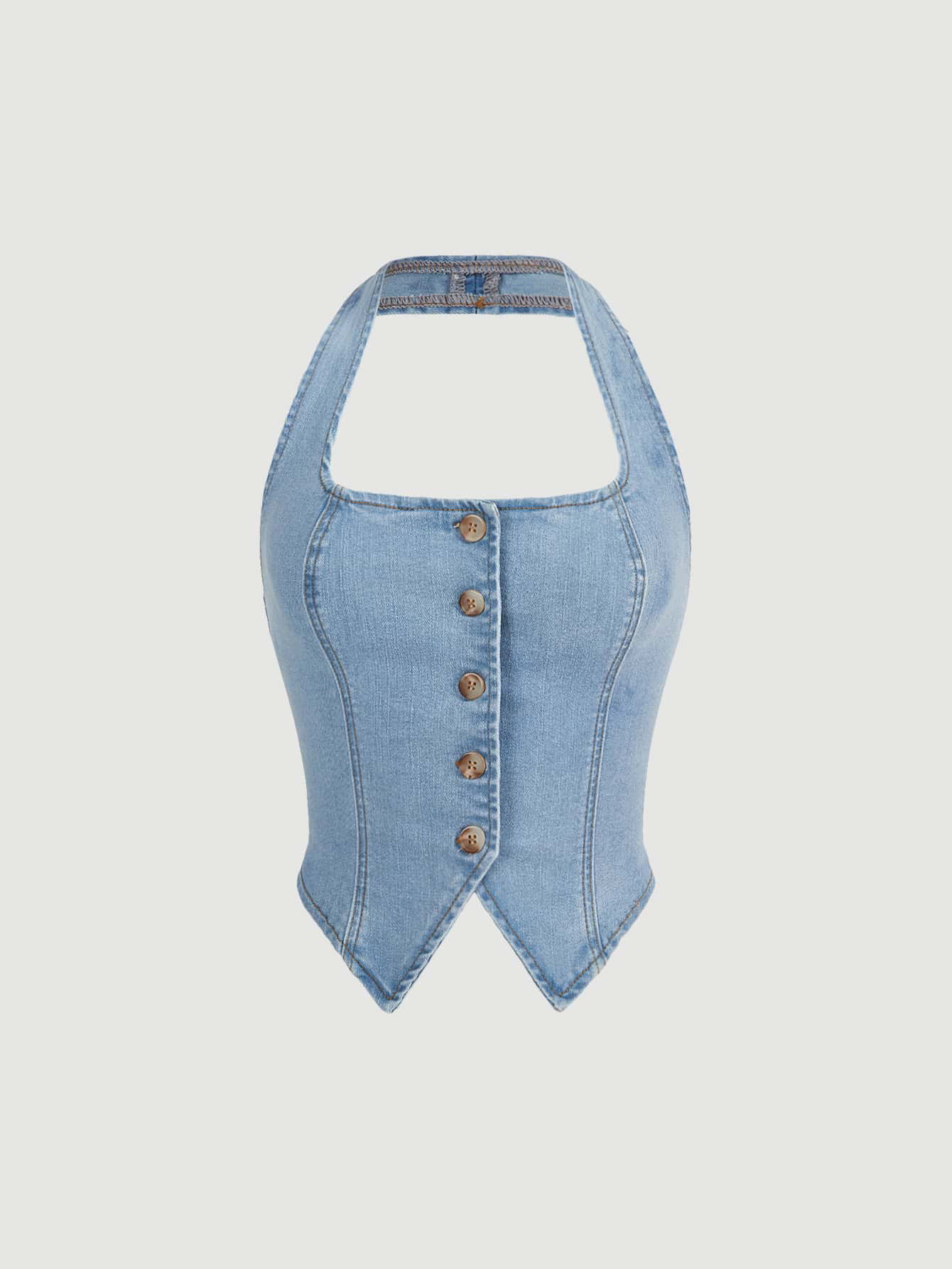 Denim Halter Neck Top_0