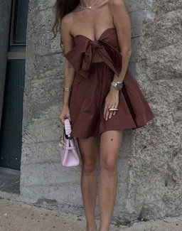 Front Bow Tie Mini Dress
