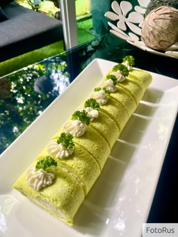 Pandan coconut swiss roll