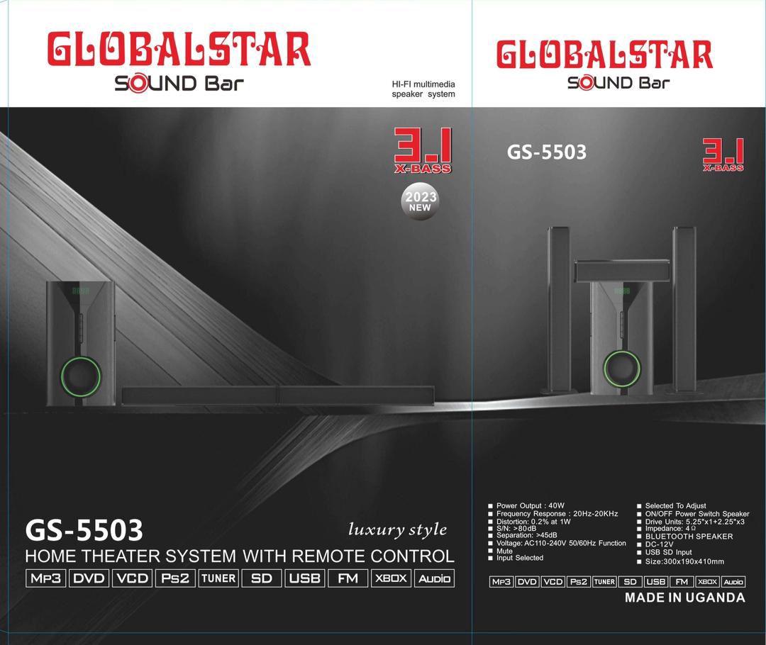 Globalstar Sound Bar System 2.1 Channel GS-5503 Hifi Enabled – Black