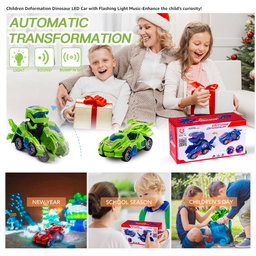 Jouets de voiture de déformation pour garçon, robot de transformation automatique, dinosaure modèle avec musique légère, cadeau, 2 en 1