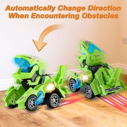 Jouets de voiture de déformation pour garçon, robot de transformation automatique, dinosaure modèle avec musique légère, cadeau, 2 en 1