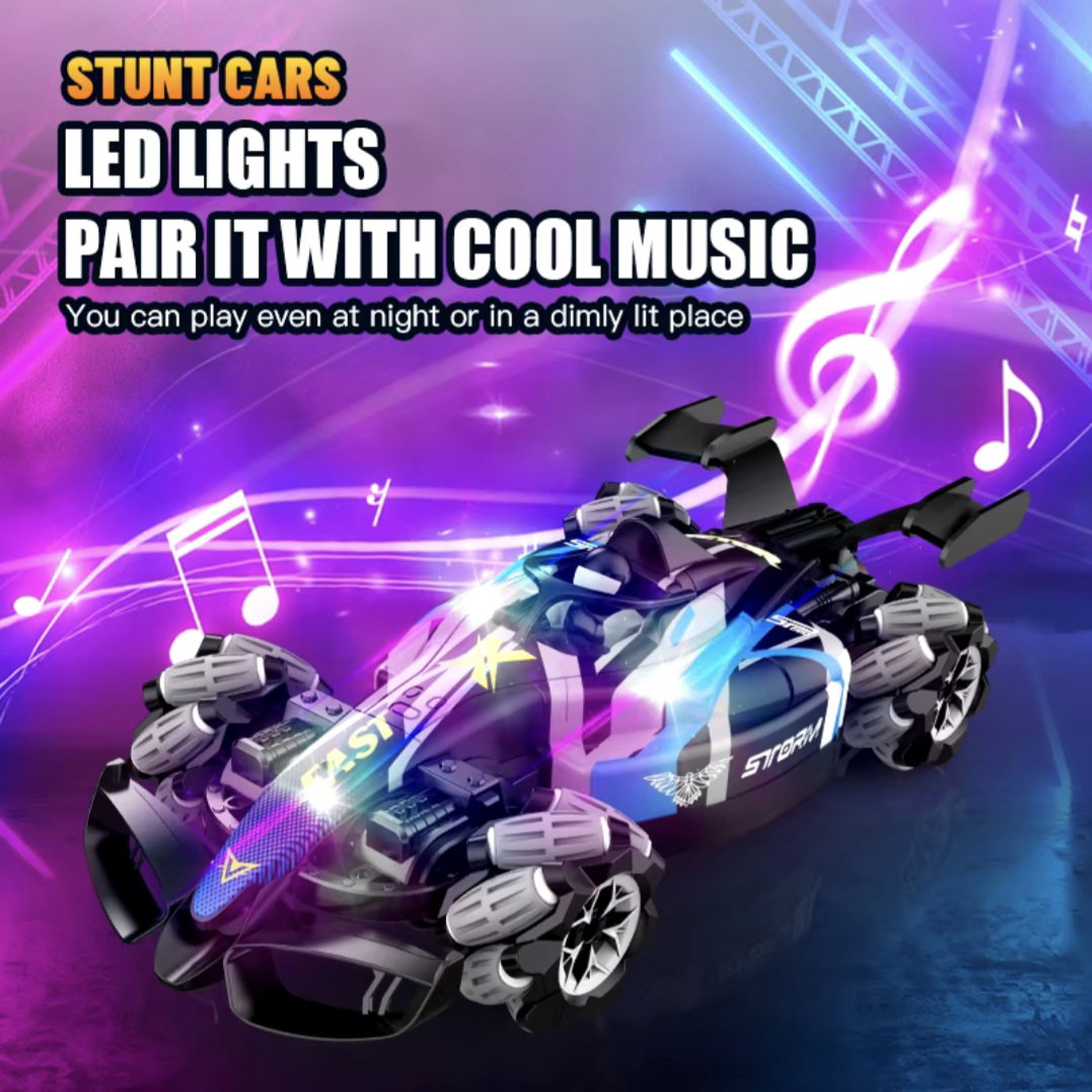 ZWN F1 RC Drift Car avec musique, lumières LED, radio 2.4G, simulation de fumée, voitures de cascade pour enfants_2