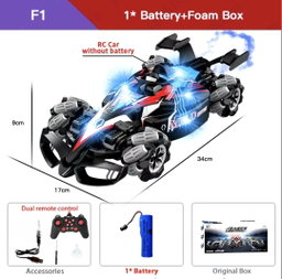 ZWN F1 RC Drift Car avec musique, lumières LED, radio 2.4G, simulation de fumée, voitures de cascade pour enfants