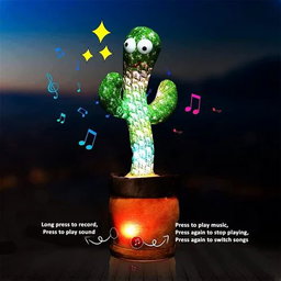Cactus Interactif Parlant et Dansant avec Musique et Effets Lumineux 