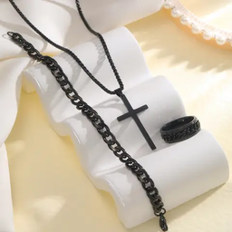 Ensemble croix bague bracelet 