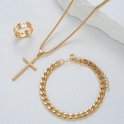 Ensemble croix bague bracelet 