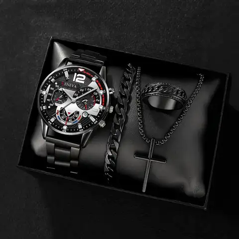 Montre plus ensemble de croix bague et bracelet