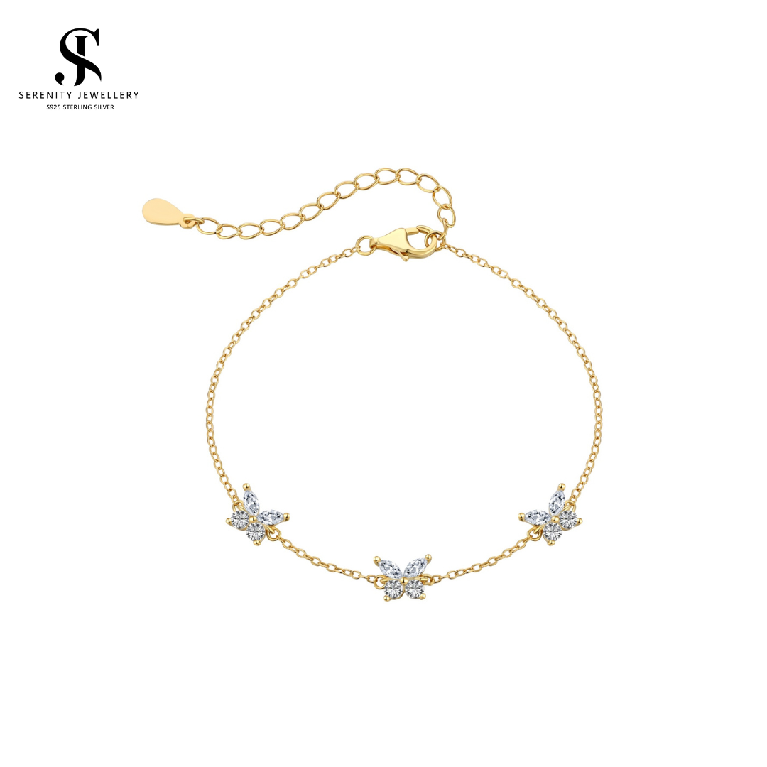 18k Gold Plated Zirconia Butterfly Friendship Bracelet _0