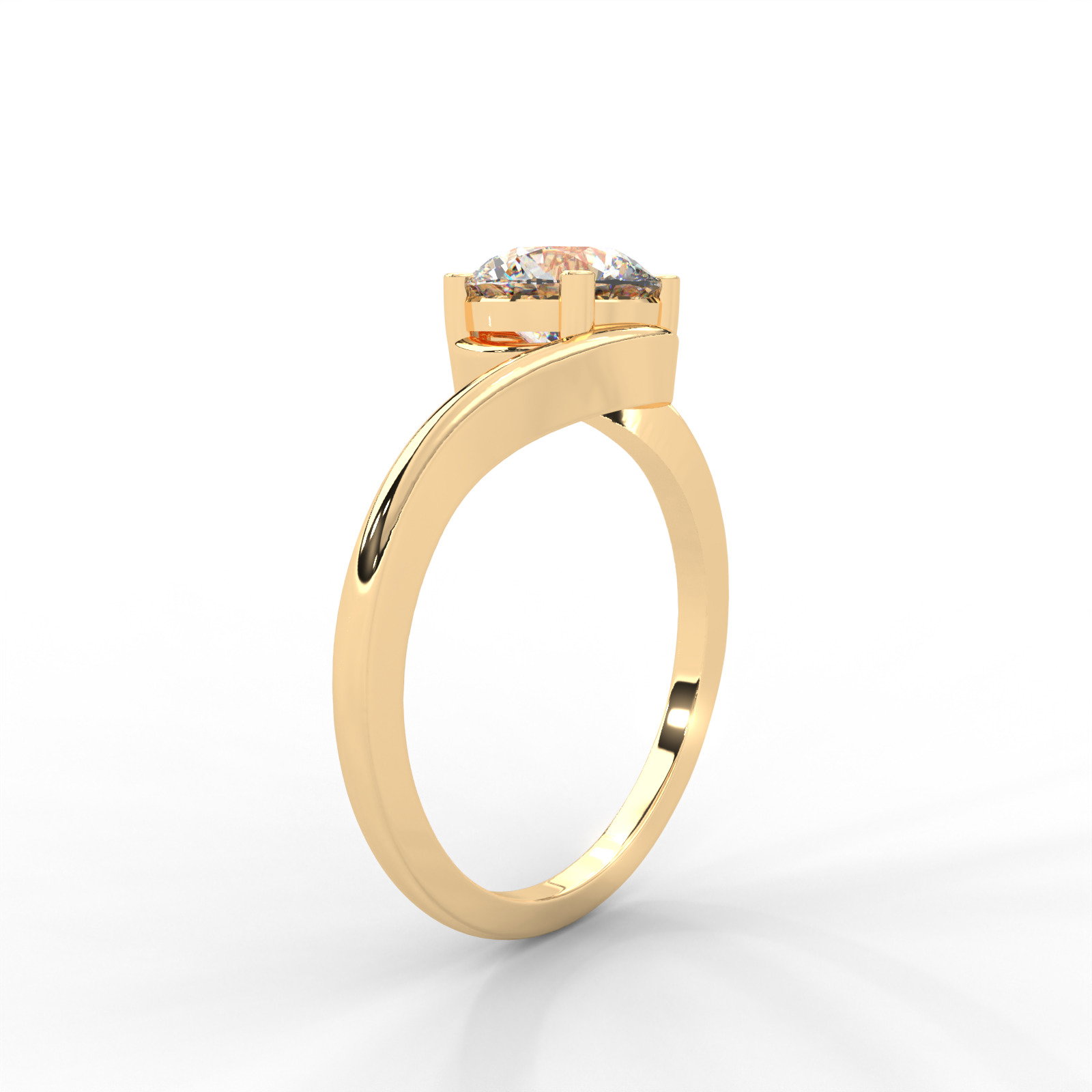 Moissanite Swirl Bypass Solitaire Ring - 1 CARAT 14K White Gold Plated_2