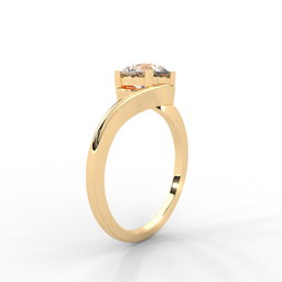 Moissanite Swirl Bypass Solitaire Ring - 1 CARAT 14K White Gold Plated