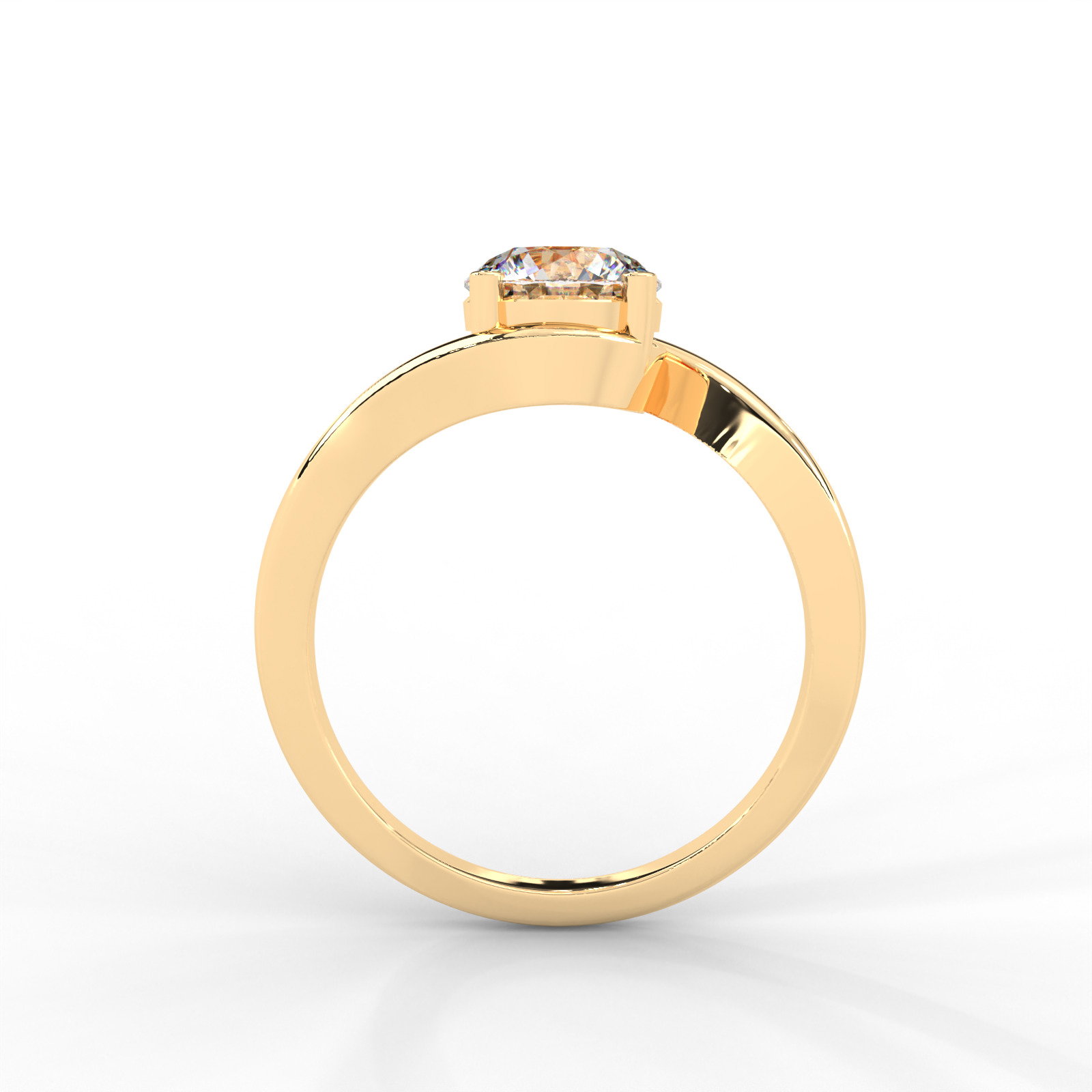 Moissanite Swirl Bypass Solitaire Ring - 1 CARAT 14K White Gold Plated_1