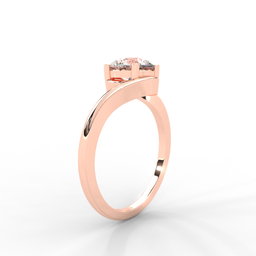 Moissanite Swirl Bypass Solitaire Ring - 1 CARAT 14K White Gold Plated