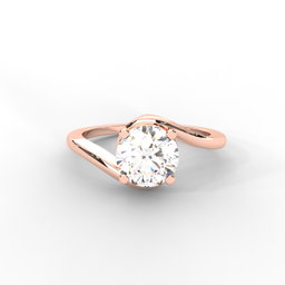 Moissanite Swirl Bypass Solitaire Ring - 1 CARAT 14K White Gold Plated