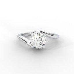 Moissanite Swirl Bypass Solitaire Ring - 1 CARAT 14K White Gold Plated