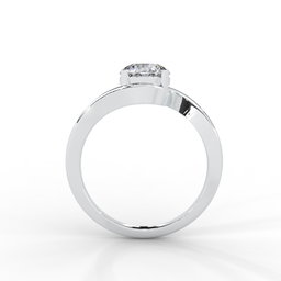 Moissanite Swirl Bypass Solitaire Ring - 1 CARAT 14K White Gold Plated