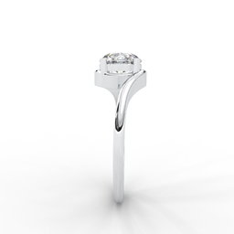 Moissanite Swirl Bypass Solitaire Ring - 1 CARAT 14K White Gold Plated