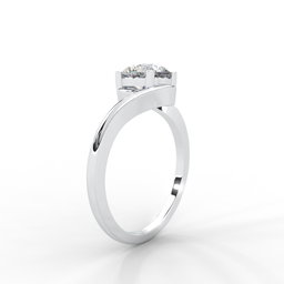 Moissanite Swirl Bypass Solitaire Ring - 1 CARAT 14K White Gold Plated