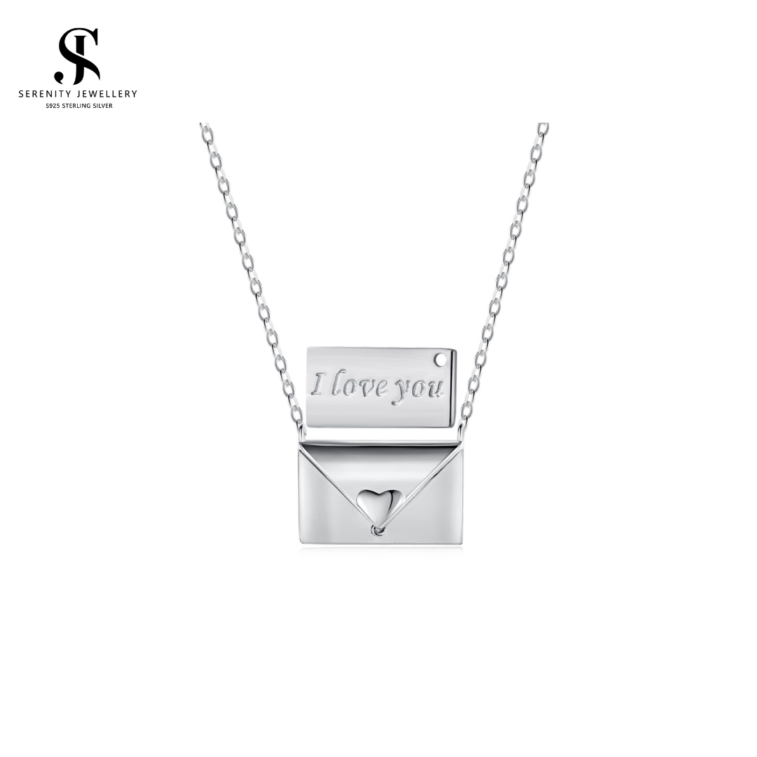 S925 Silver I Love You Envelope Necklace _0