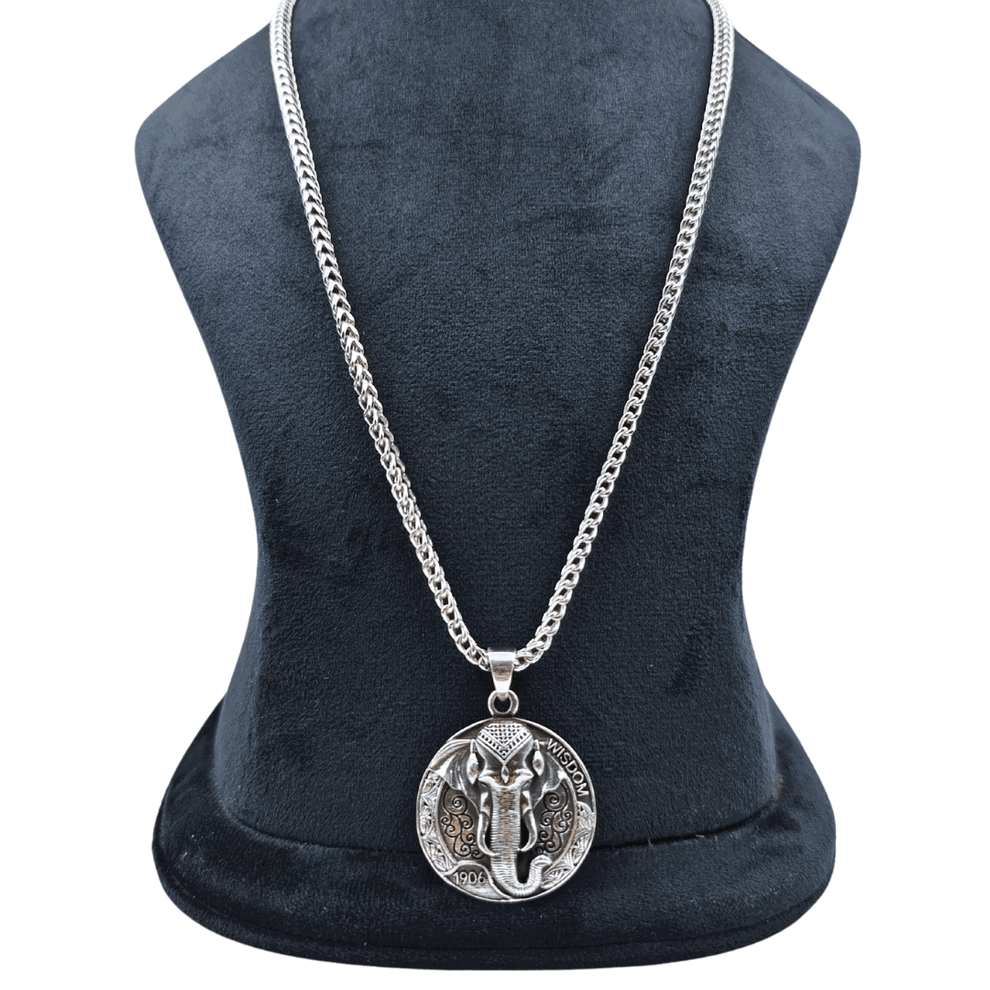 Silver elephant face pendant For Men_1