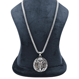 Silver elephant face pendant For Men