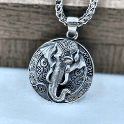 Silver elephant face pendant For Men