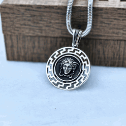 Silver Medusa & Mystique Charm Pendant For Men