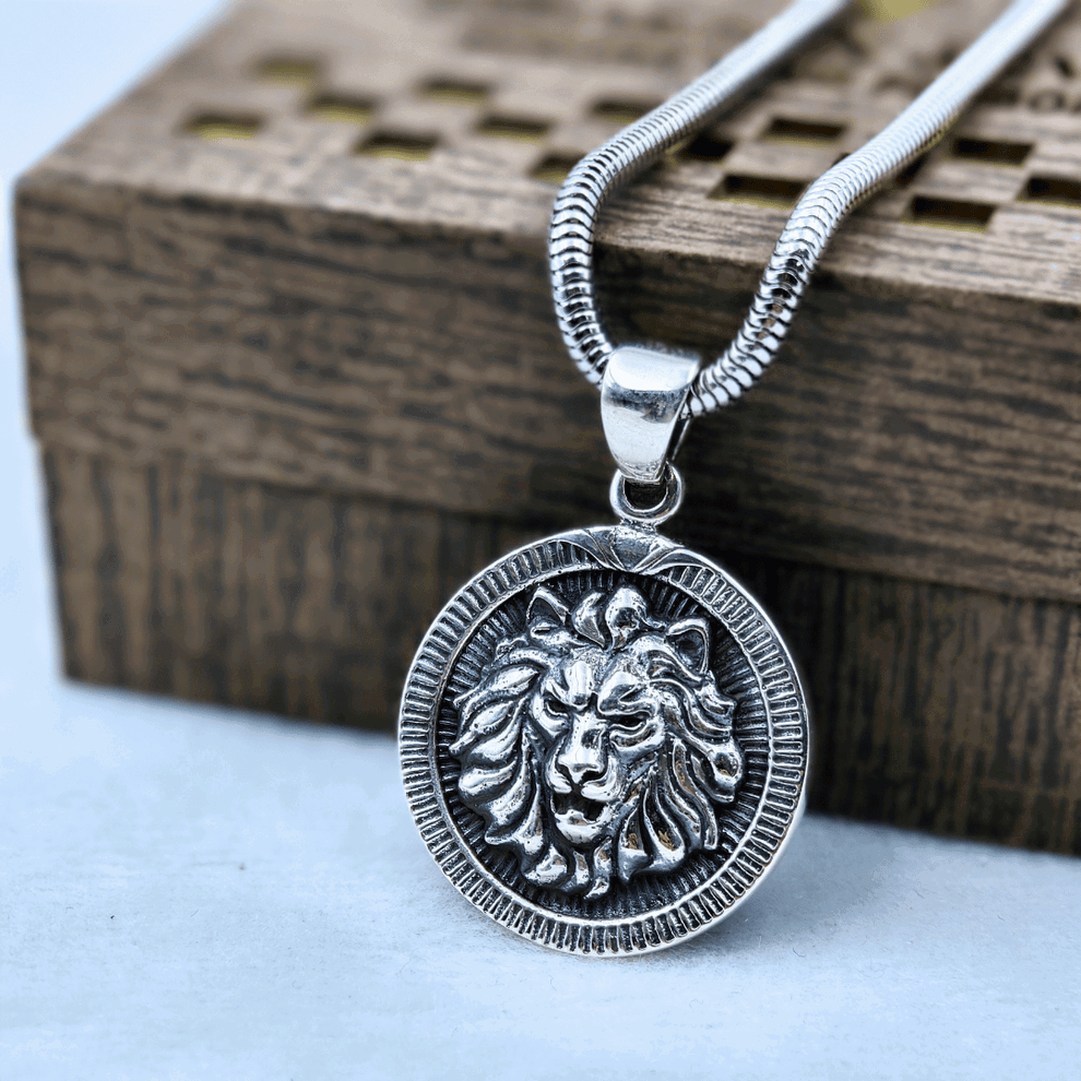 Silver Tiger & Temple Pendant For Men_0