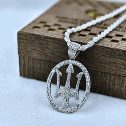 Silver Trident of the Deep Pendant For Men