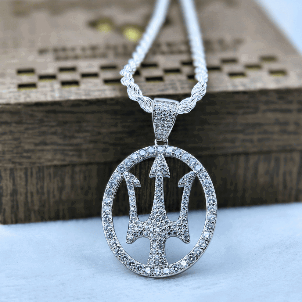 Silver Trident of the Deep Pendant For Men_1