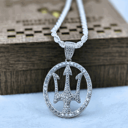 Silver Trident of the Deep Pendant For Men