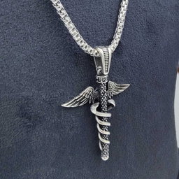 Silver griffin crest pendant for men