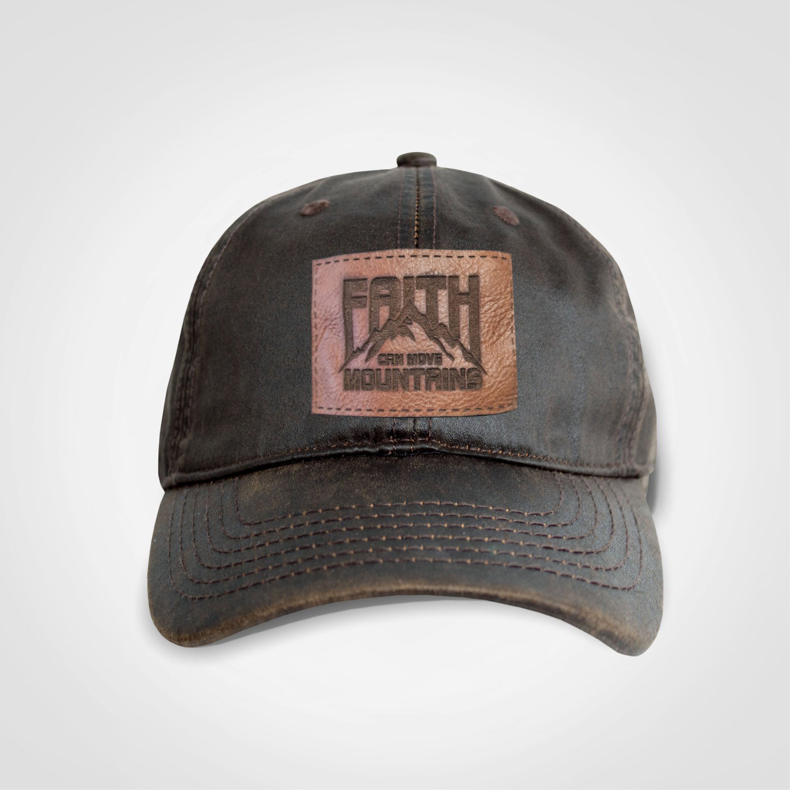 Oilskin Cap | Chocolate | Faith Can Move Mountains_0