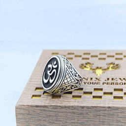 Mystic OM Aura Silver Ring For Men