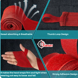 Sports Bandage 2.5m Red Cotton 2Pcs