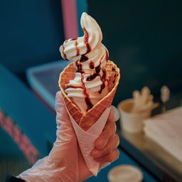 Frozen yogurt with cone