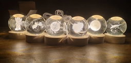 Crystal Ball 🔮 Luminous Lamp with Wooden Base Random Design with Warm Light