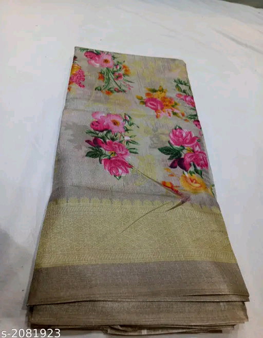 Kanooda Bhagalpuri Art Silk Cream Lace border Saree With Blouse._3