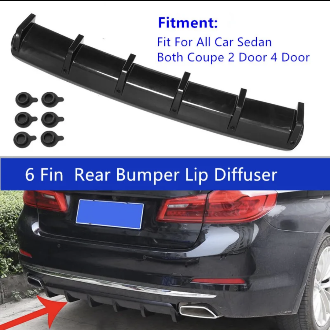Car rear bumper 6 fin diffuser universal