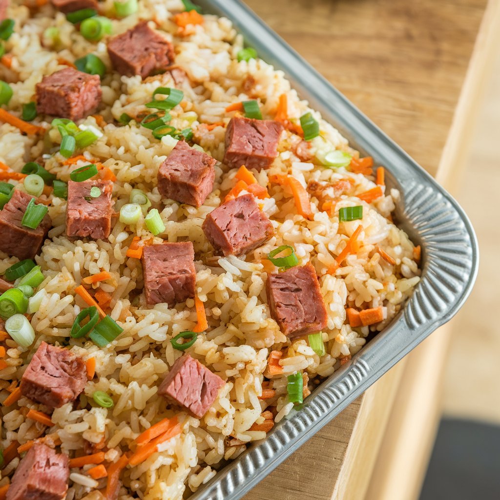 Fried Rice with Chicken Luncheon Meat ($3.50 per pax, Min 10 Pax) 