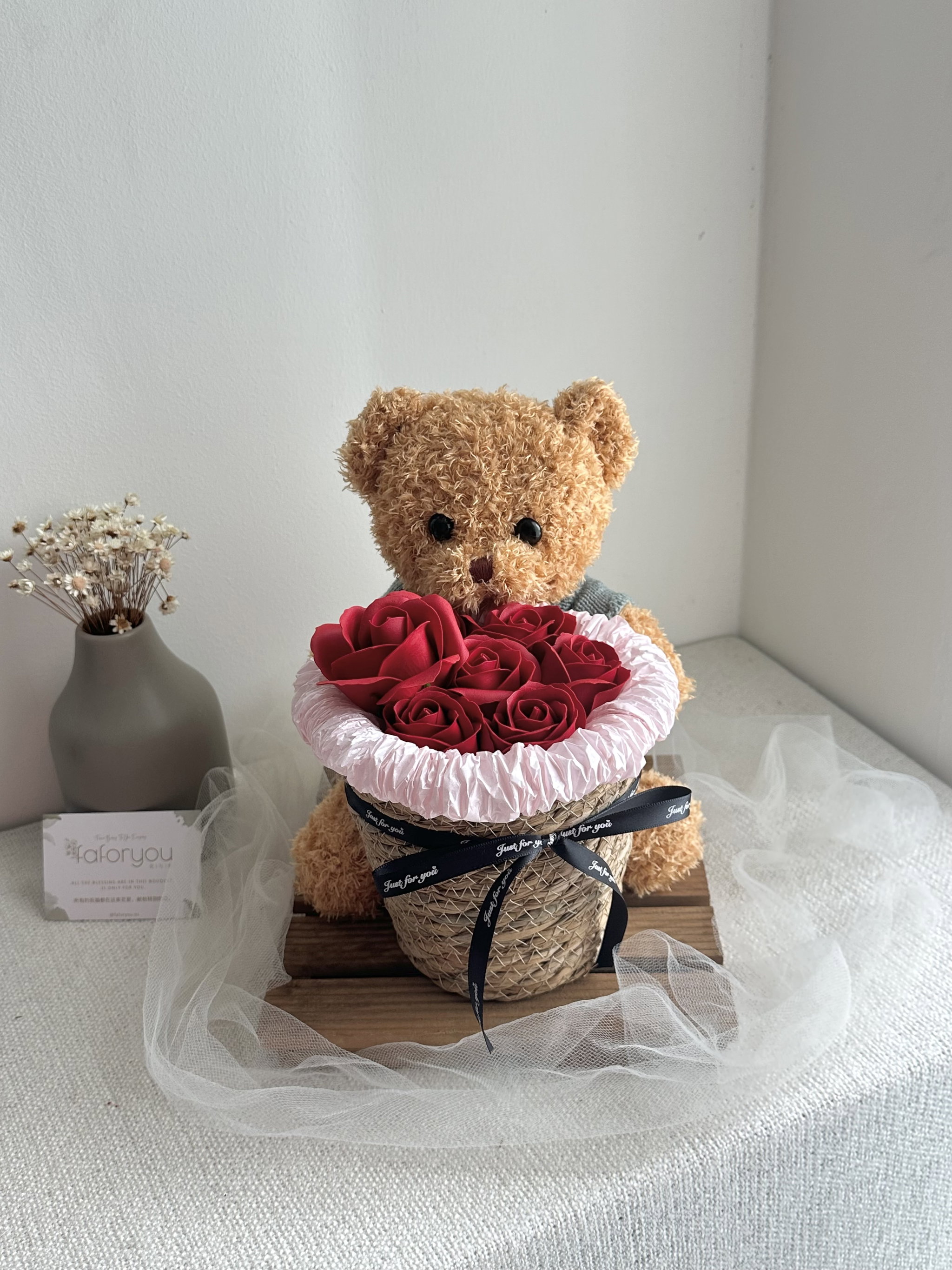 Small Bear Soap Rose Basket_0