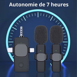🎤 Microphone Sans Fil Lavalier 3-en-1  – Corps Compact, Son Clair 