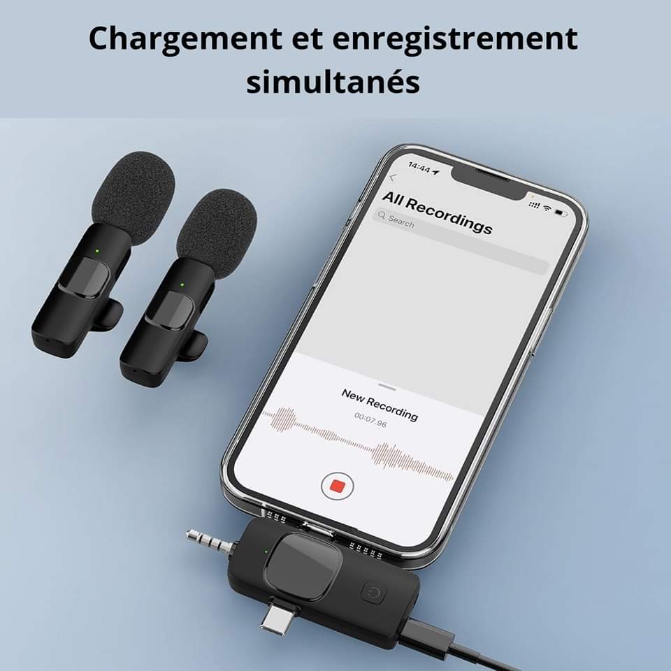 🎤 Microphone Sans Fil Lavalier 3-en-1  – Corps Compact, Son Clair _3