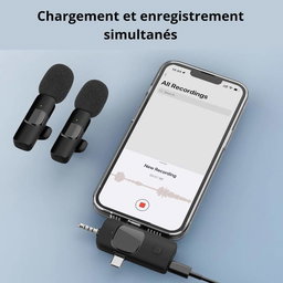 🎤 Microphone Sans Fil Lavalier 3-en-1  – Corps Compact, Son Clair 