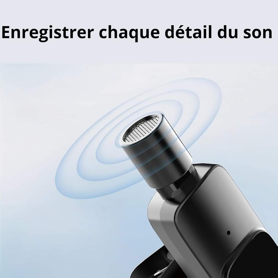 🎤 Microphone Sans Fil Lavalier 3-en-1  – Corps Compact, Son Clair _0