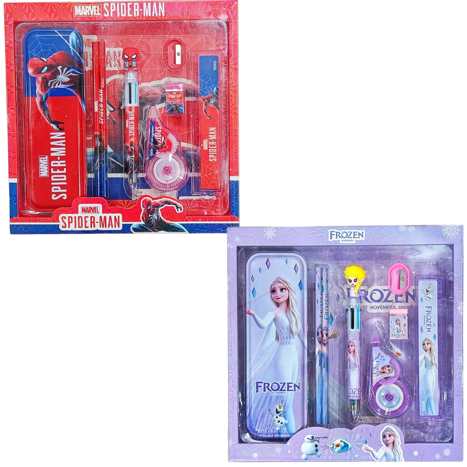 Mix Characters Stationery Gift Pack With Geometry, Correction Tape, 6in1 Pen, 2 Pencil , Scale, Sharpener, Eraser 👆🏻_3