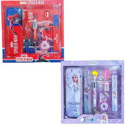 Mix Characters Stationery Gift Pack With Geometry, Correction Tape, 6in1 Pen, 2 Pencil , Scale, Sharpener, Eraser 👆🏻