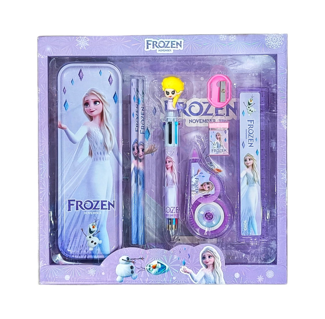 Mix Characters Stationery Gift Pack With Geometry, Correction Tape, 6in1 Pen, 2 Pencil , Scale, Sharpener, Eraser 👆🏻