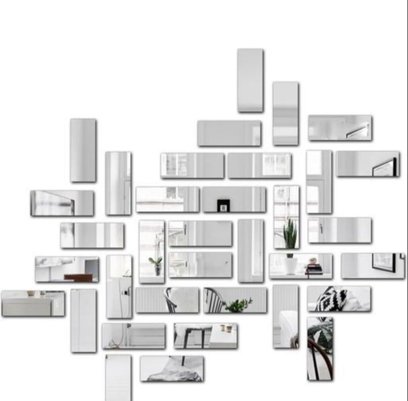 Rectangle Mirror 🪞 Stickers For Decoration (15cm*6cm)-Silver Colour - (10 Piece Set)_0